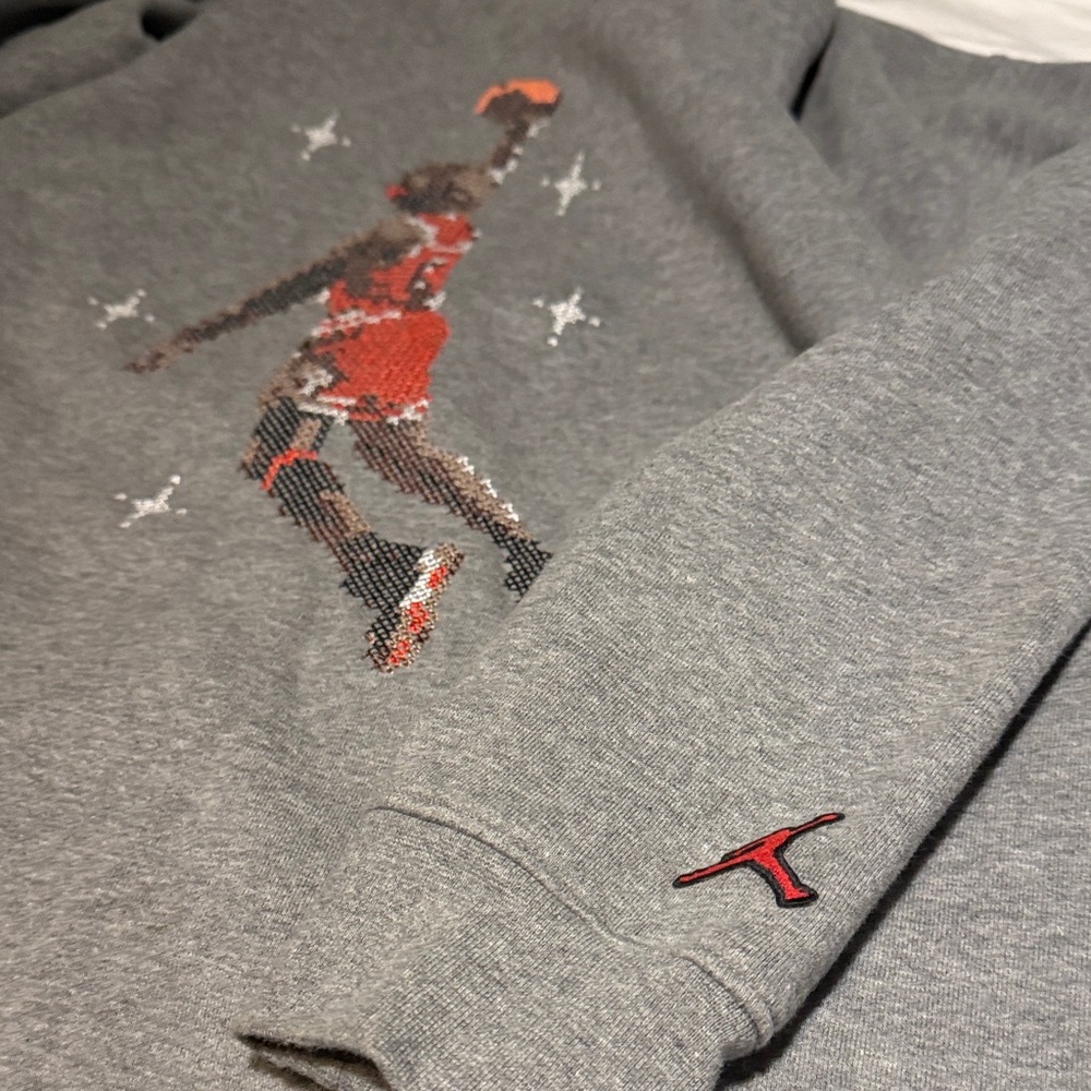 Jordan Gray and Red Graphic Men's Sweater - Picture 7 of 8